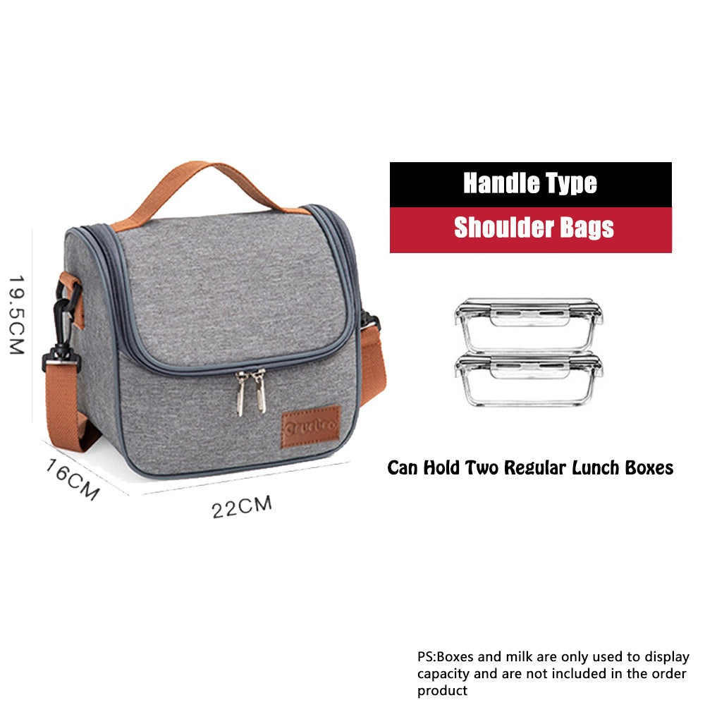 Lunch Box Bag Aluminum Foil Office Worker Thermal Insulation Fashion Student Lunch Bag With Canvas Tote Bag Round Thickened
