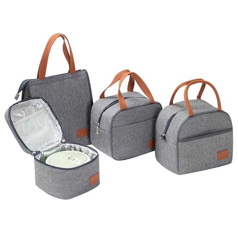 Lunch Box Bag Aluminum Foil Office Worker Thermal Insulation Fashion Student Lunch Bag With Canvas Tote Bag Round Thickened