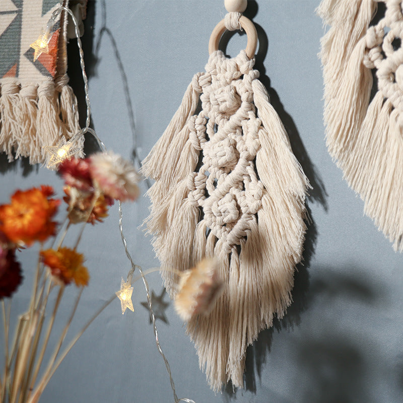 Handwoven INS Tassel Tapestry Cotton Thread Ornament Living Room Bedroom Bohemian Tapestry Pocket