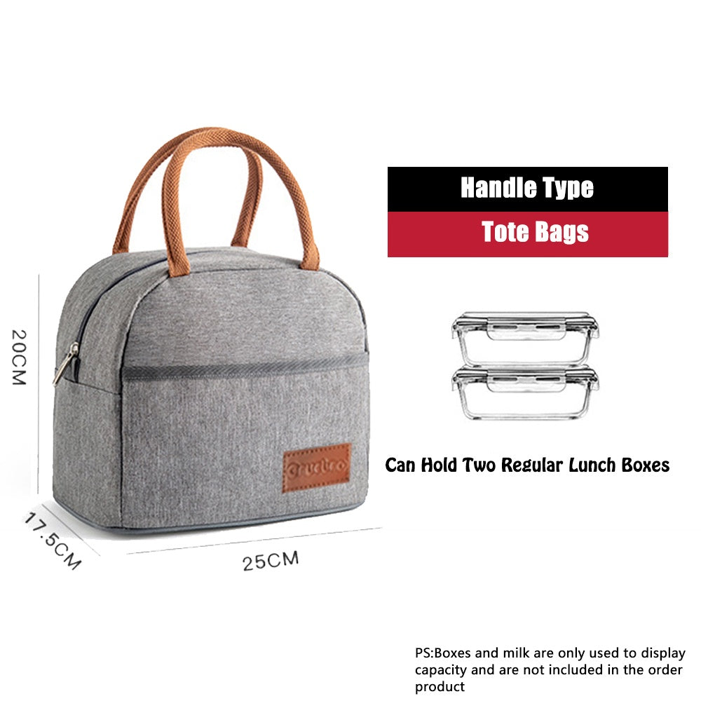 Lunch Box Bag Aluminum Foil Office Worker Thermal Insulation Fashion Student Lunch Bag With Canvas Tote Bag Round Thickened