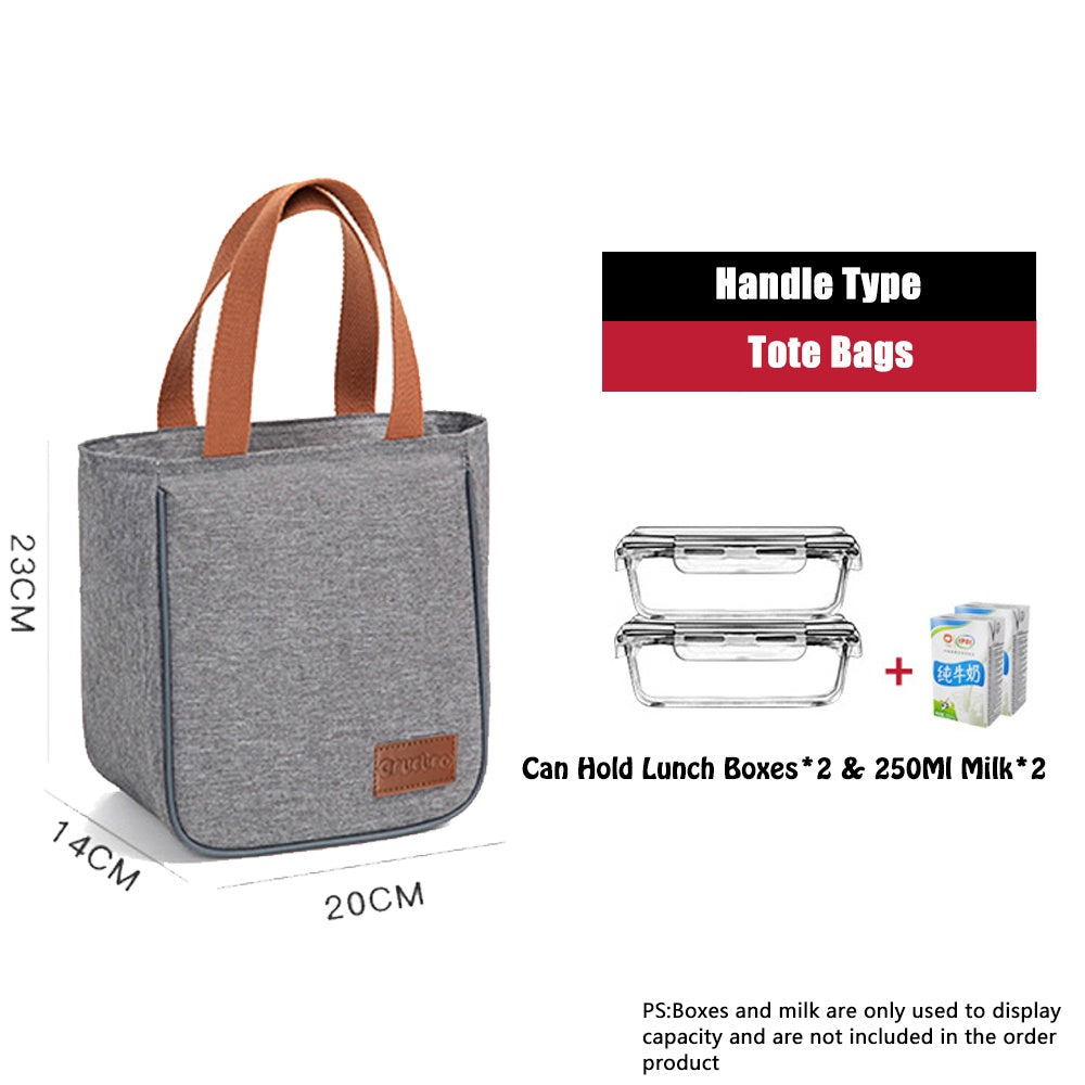 Lunch Box Bag Aluminum Foil Office Worker Thermal Insulation Fashion Student Lunch Bag With Canvas Tote Bag Round Thickened