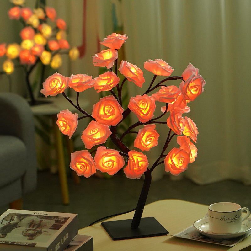Led Rose Tree Bouquet Table Lamp Bedside Night Light USB Powered Home Decoration Exquisite Decoration Gift Lamp
