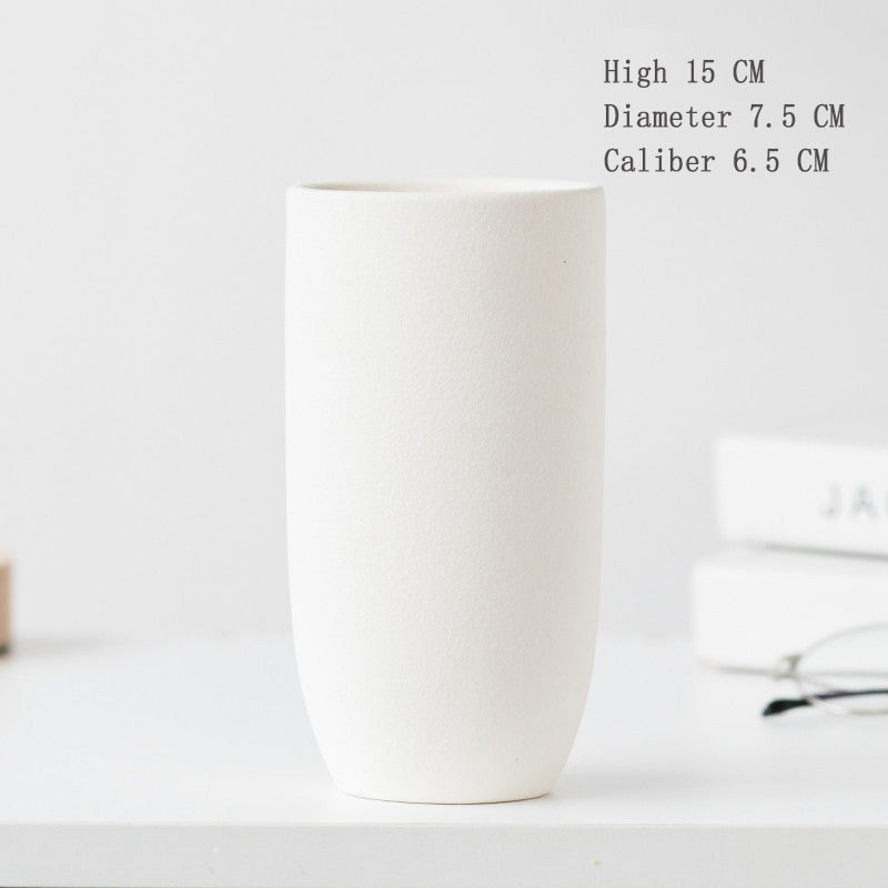 Simple Retro Frosted Ceramic Vase, Coarse Ceramic Round Bottle, Creative Home Decoration, Nordic Pastoral Style Handicrafts