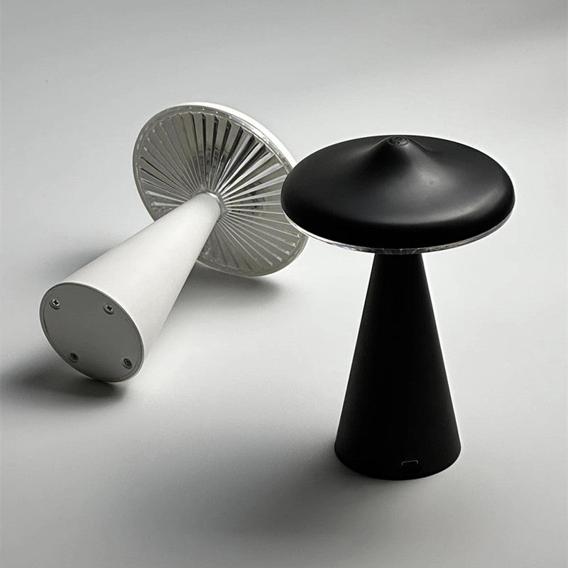 New UFO Night Light Luxury Striped Light Effect Mushroom Ambient Lamp Hotel Living Room Bedroom Bedside Decorative Table Lamp