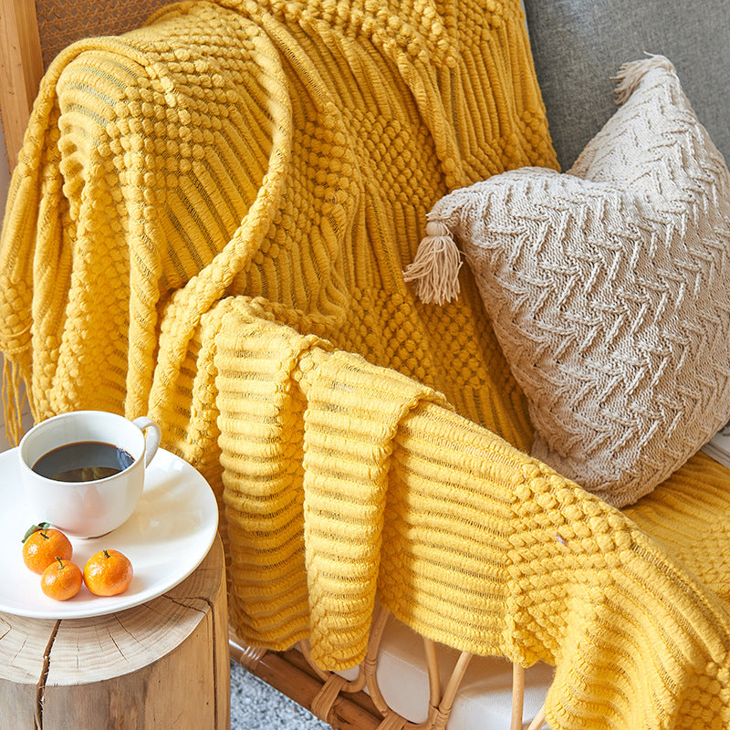INS Simple Solid Color Air-Conditioning Blanket Blanket Sofa Blanket Office Nap Blanket Homestay Decorative Blanket Thick Winter Style
