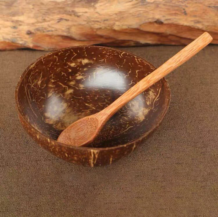 Net Red Creative Log Hanging Carved Coconut Bowl Coconut Bowl Set Fruit Salad Light Food Bowl