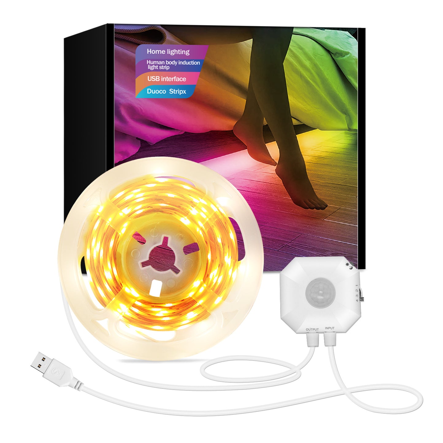 Colorful Bluetooth App Human Body Sensing Bedside Lamp with USB 5V 5050 Bedroom Induction