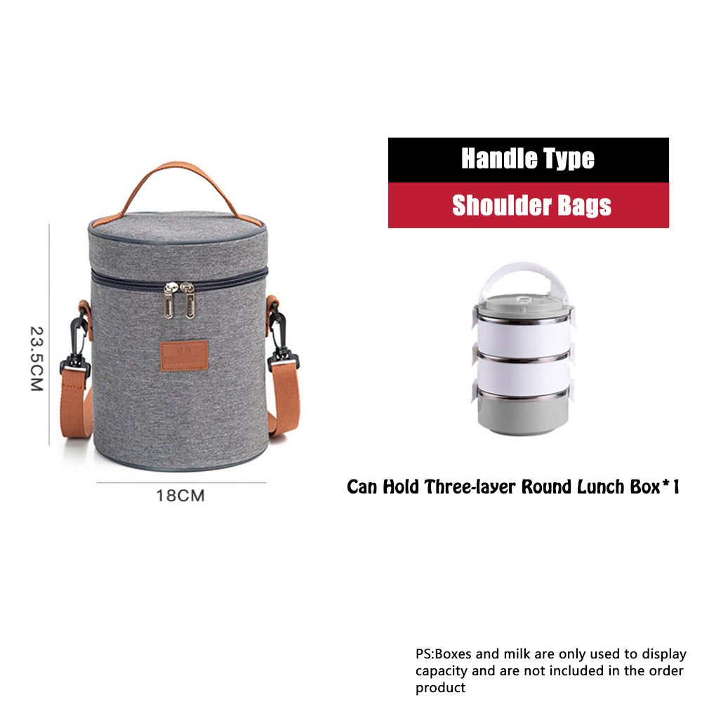 Lunch Box Bag Aluminum Foil Office Worker Thermal Insulation Fashion Student Lunch Bag With Canvas Tote Bag Round Thickened