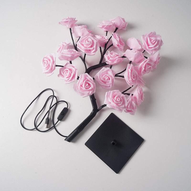 Led Rose Tree Bouquet Table Lamp Bedside Night Light USB Powered Home Decoration Exquisite Decoration Gift Lamp