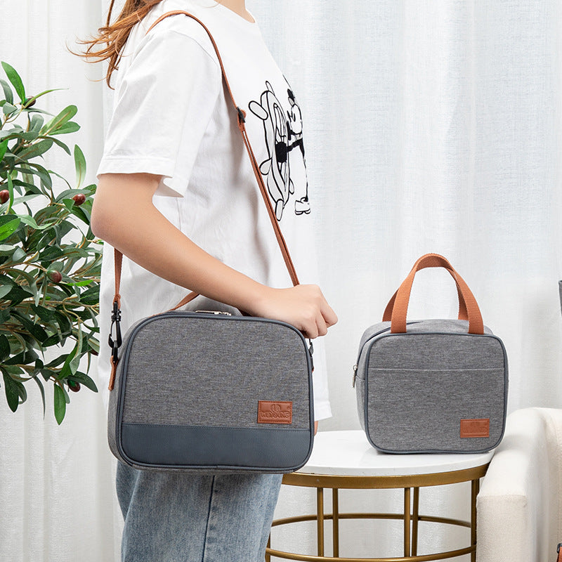 Lunch Box Bag Aluminum Foil Office Worker Thermal Insulation Fashion Student Lunch Bag With Canvas Tote Bag Round Thickened