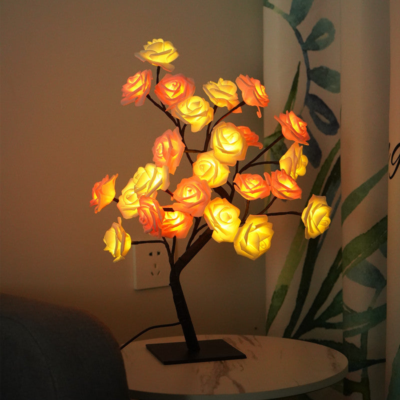 Led Rose Tree Bouquet Table Lamp Bedside Night Light USB Powered Home Decoration Exquisite Decoration Gift Lamp
