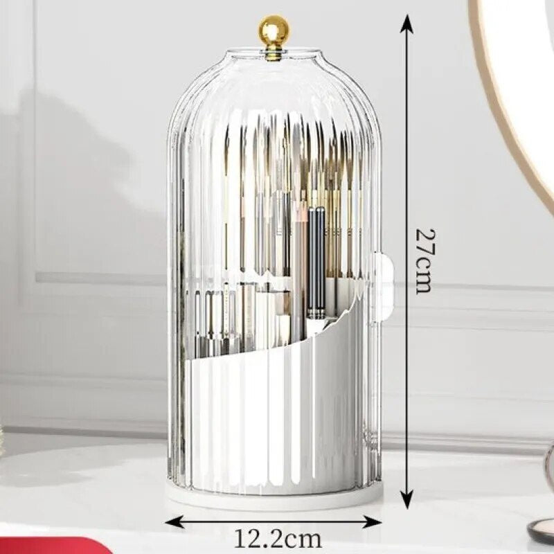 Birdcage Pen Holder Storage Rack Dust-proof Divided Desktop Cosmetic Storage Box