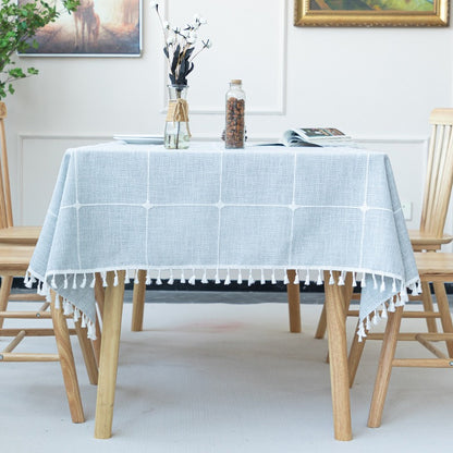 Nordic Christmas Table Cloth Hollow Tassel Table Cloth Solid Color Long Stripe Jacquard Table Cloth Tea Table Mat Cotton Linen