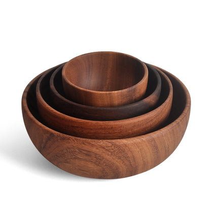 Shallow Solid Wood Serving Bowl