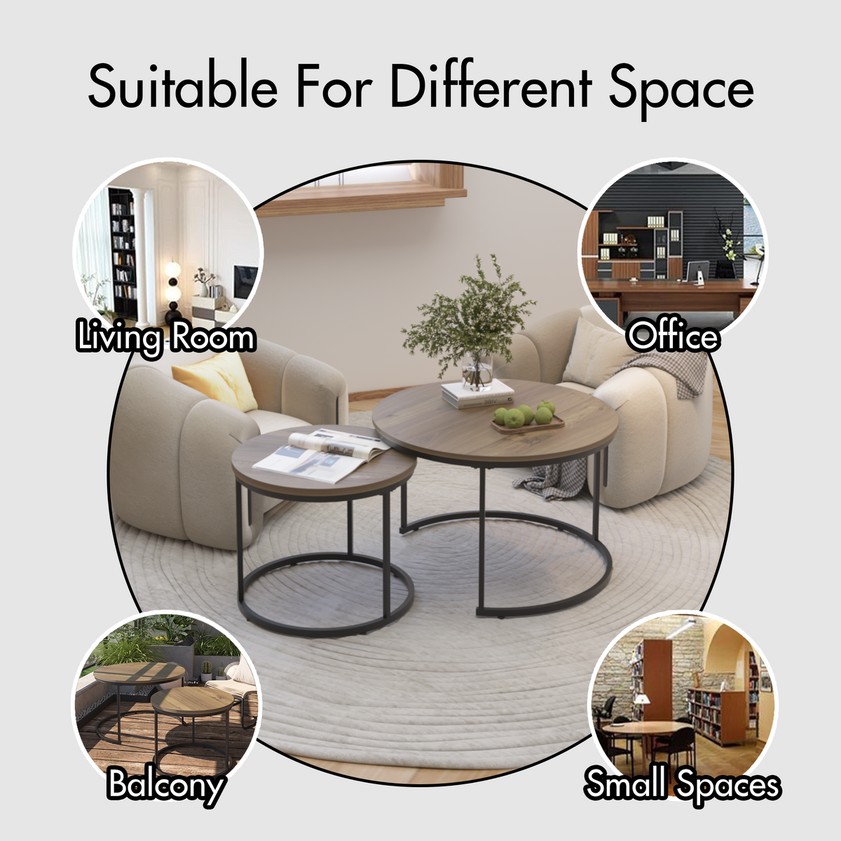 Round Nesting Coffee Tables – Set of 2