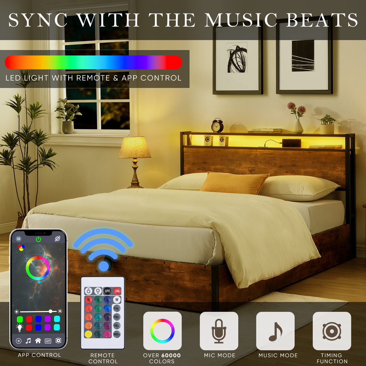 Full-Size Lift-Up Storage Bed Frame