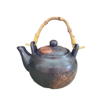 Ceramic Tea Kettle with Bamboo Handle, Hand-Painted, Commercial Use, Large Capacity, Teapot with Lifting Spout, Tabletop Design