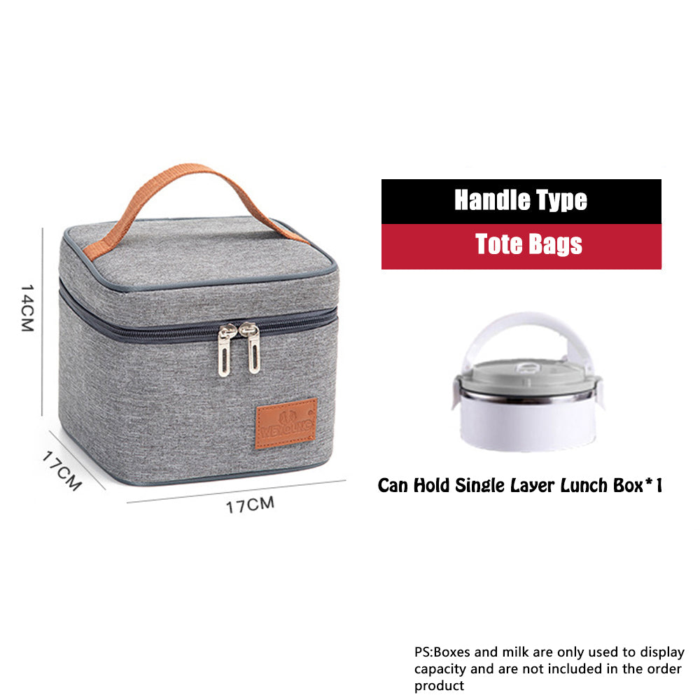 Lunch Box Bag Aluminum Foil Office Worker Thermal Insulation Fashion Student Lunch Bag With Canvas Tote Bag Round Thickened