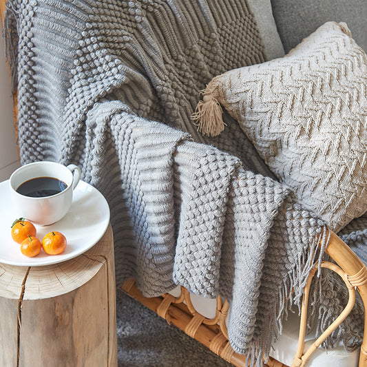 INS Simple Solid Color Air-Conditioning Blanket Blanket Sofa Blanket Office Nap Blanket Homestay Decorative Blanket Thick Winter Style