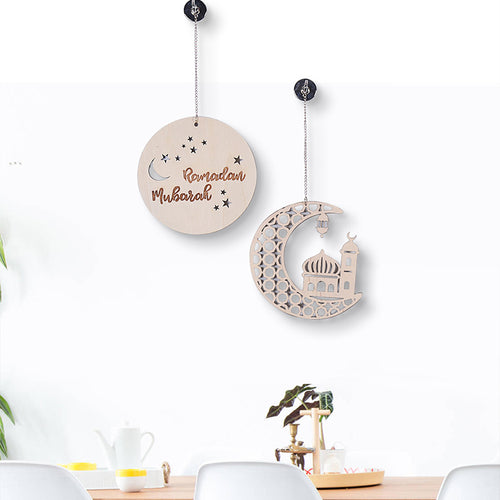 Crescent & Mosque Wooden Wall Hanging