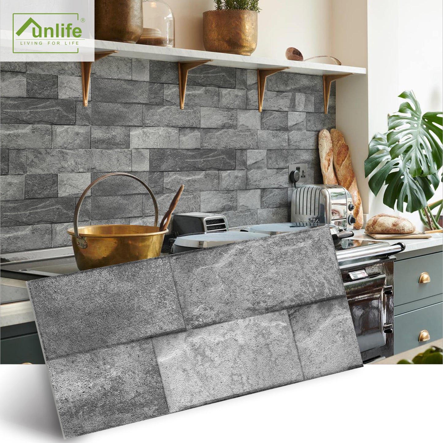 Funlife City Lights Thickened Brick Stickers American Industrial Style Gray Brick Home Waterproof Decorative Stickers