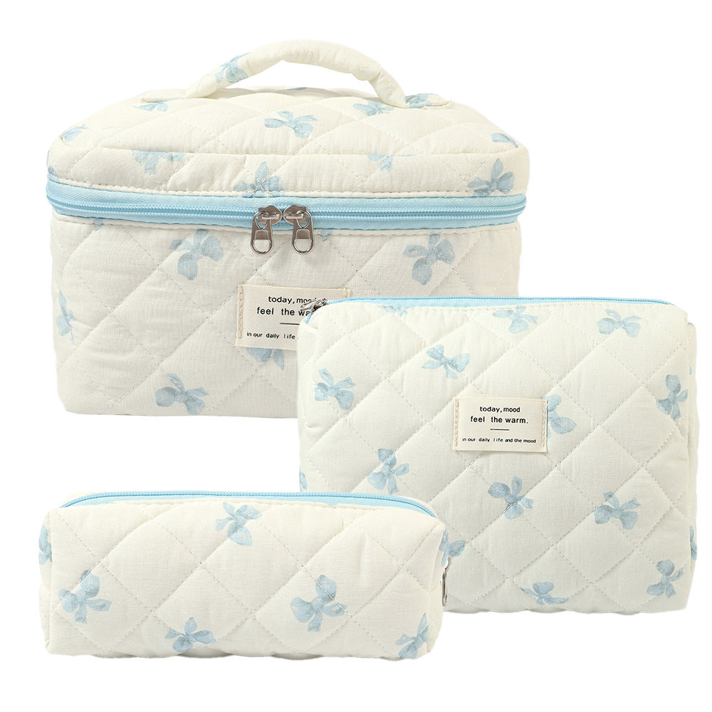 Storage Organizer Floral Quilted Makeup Bags Cotton Padded Cosmetic Bag Large Travel Toiletry Bag Women Zipper Wash Bag