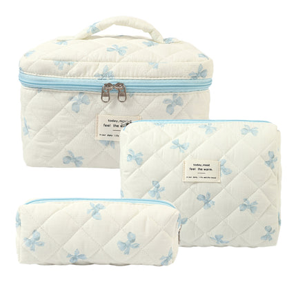 Storage Organizer Floral Quilted Makeup Bags Cotton Padded Cosmetic Bag Large Travel Toiletry Bag Women Zipper Wash Bag