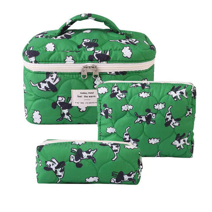 Storage Organizer Floral Quilted Makeup Bags Cotton Padded Cosmetic Bag Large Travel Toiletry Bag Women Zipper Wash Bag
