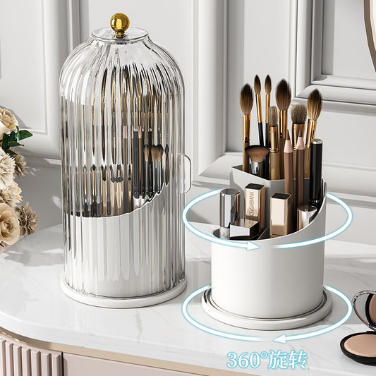 Birdcage Pen Holder Storage Rack Dust-proof Divided Desktop Cosmetic Storage Box