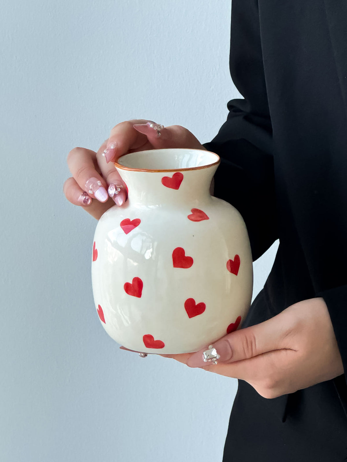Heart-Pattern Ceramic Vase