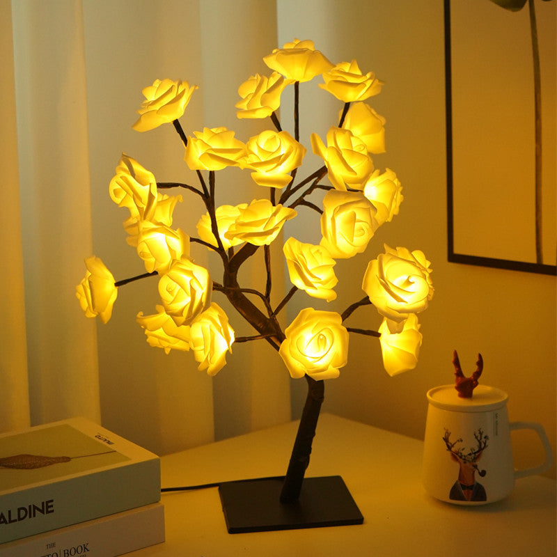 Led Rose Tree Bouquet Table Lamp Bedside Night Light USB Powered Home Decoration Exquisite Decoration Gift Lamp