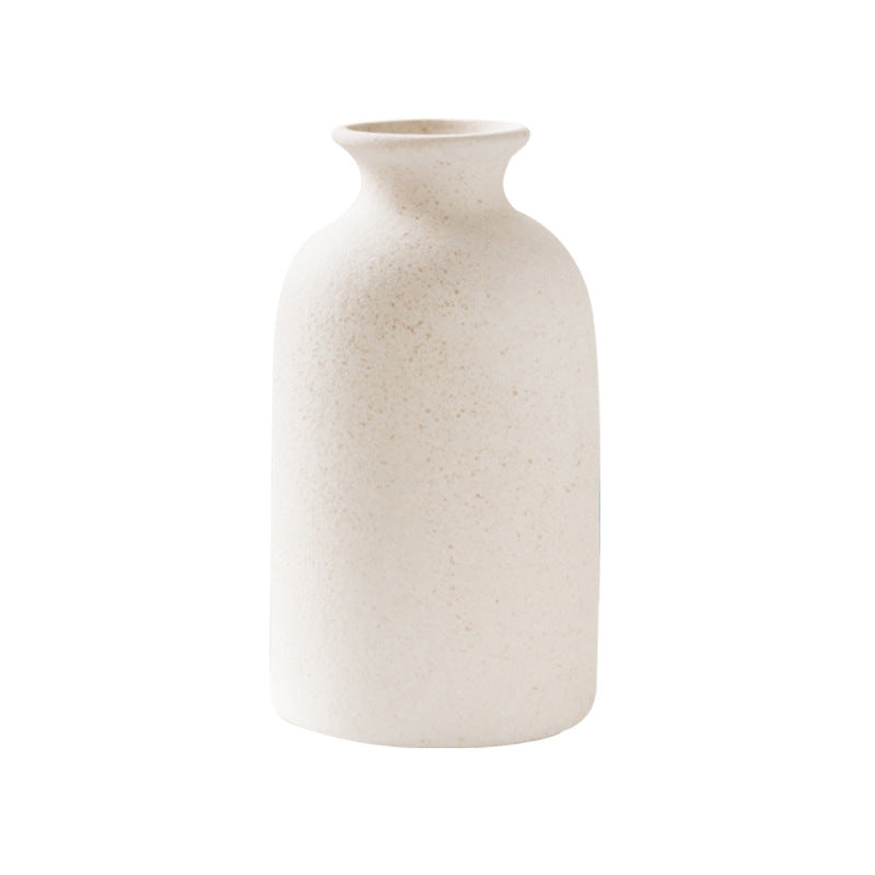 Simple Retro Frosted Ceramic Vase, Coarse Ceramic Round Bottle, Creative Home Decoration, Nordic Pastoral Style Handicrafts