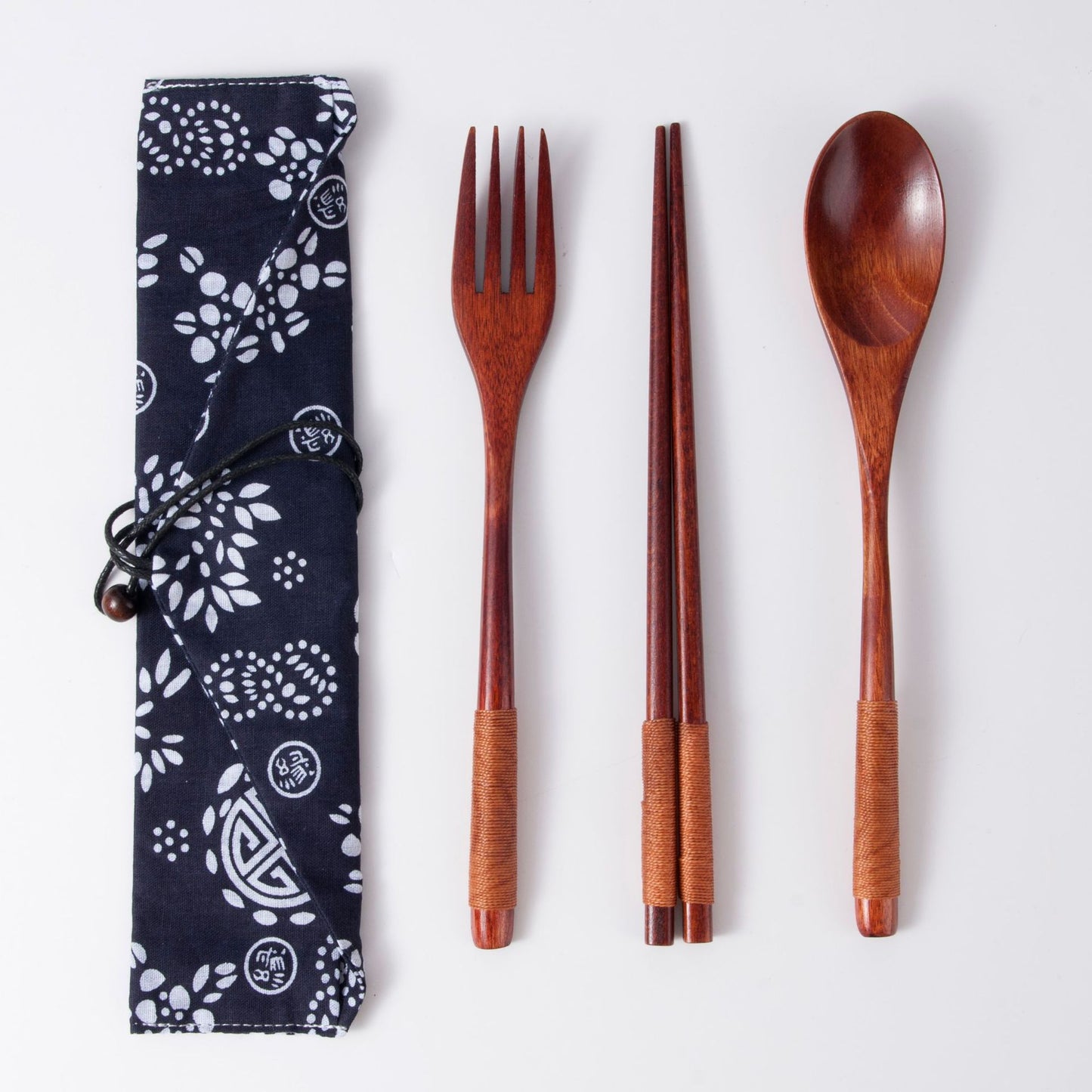 Japanese Style Long Handled Spoons, Forks, Chopsticks, Three Piece Set Of Wooden Portable Tableware, Chopsticks, Spoons, Set