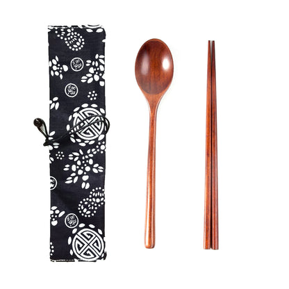 Japanese Style Long Handled Spoons, Forks, Chopsticks, Three Piece Set Of Wooden Portable Tableware, Chopsticks, Spoons, Set