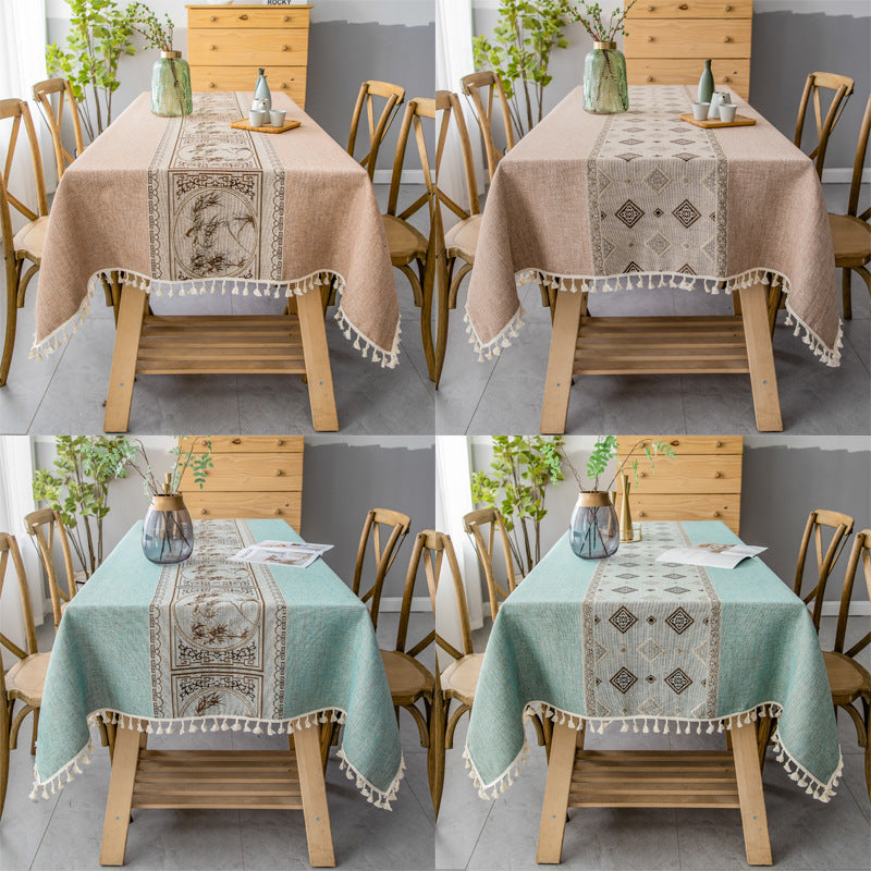 Linen Ethnic Style Linen Washable Tablecloth Pastoral Style Tablecloth Rectangular Table Flag Table Mat Tea Table Tablecloth