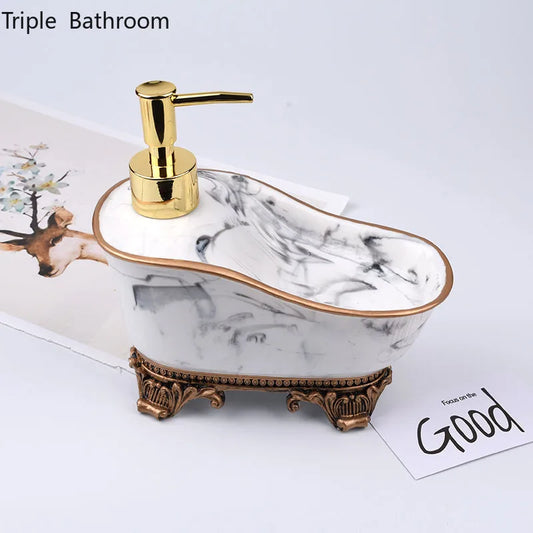 Marble-Effect Resin Soap Dispenser