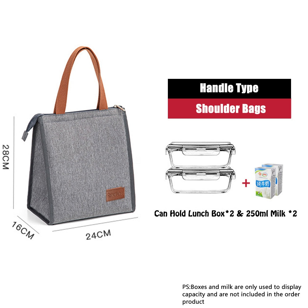 Lunch Box Bag Aluminum Foil Office Worker Thermal Insulation Fashion Student Lunch Bag With Canvas Tote Bag Round Thickened