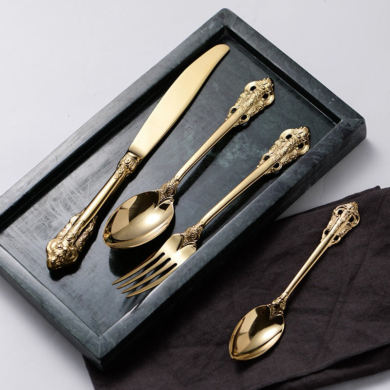 Gold-Plated Stainless Steel Cutlery – Set of 4