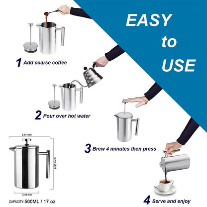Double-Walled Stainless Steel French Press