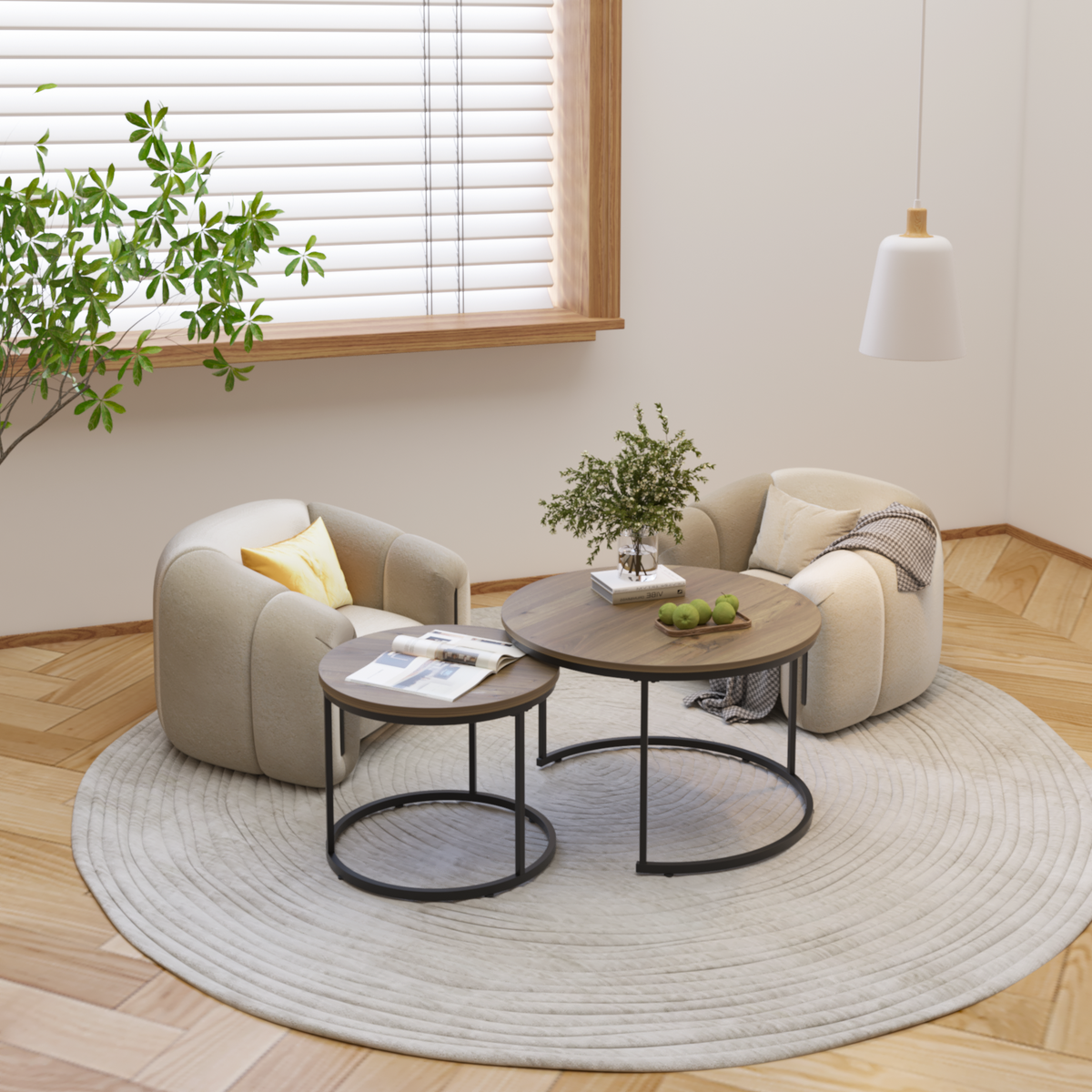 Round Nesting Coffee Tables – Set of 2