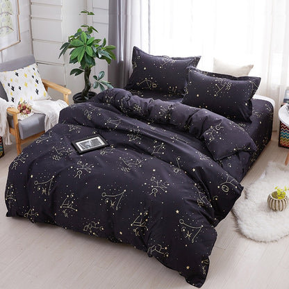 Star Print Microfiber Bedding Set – 4 Pieces