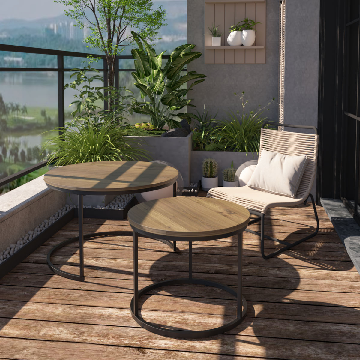 Round Nesting Coffee Tables – Set of 2