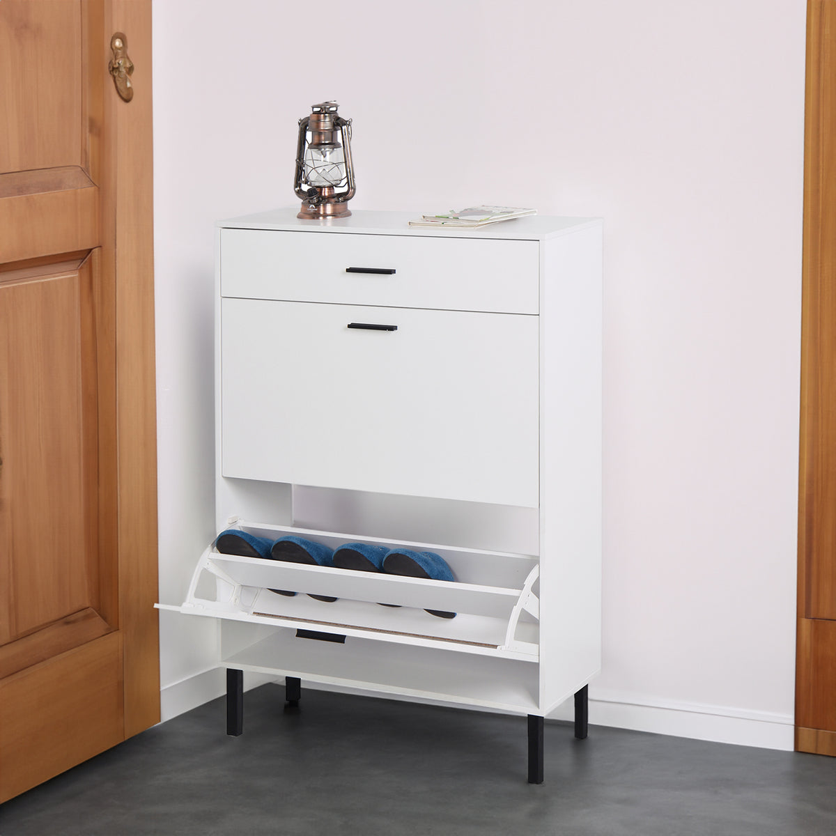 Shoe Cabinet with Two Flip Drawers
