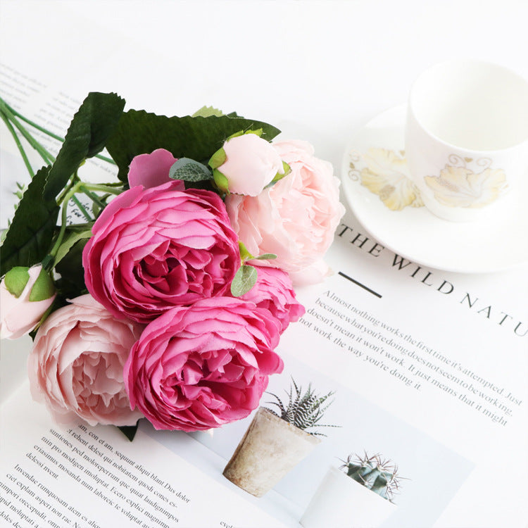 5 Small Peonies Korean Small Bouquets 5 Philips Rose Simulation Flowers Household Wedding Rose Bouquets