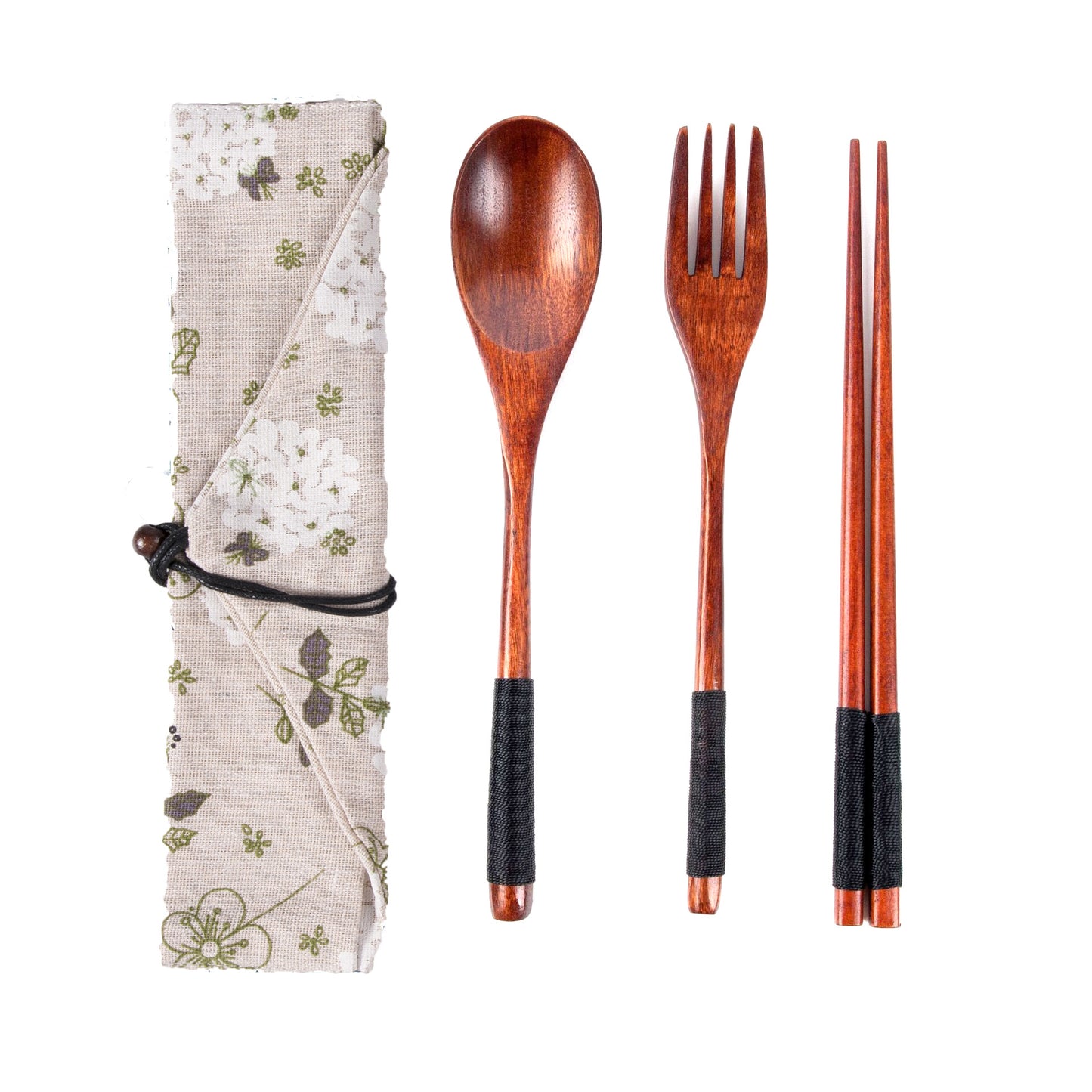 Japanese Style Long Handled Spoons, Forks, Chopsticks, Three Piece Set Of Wooden Portable Tableware, Chopsticks, Spoons, Set