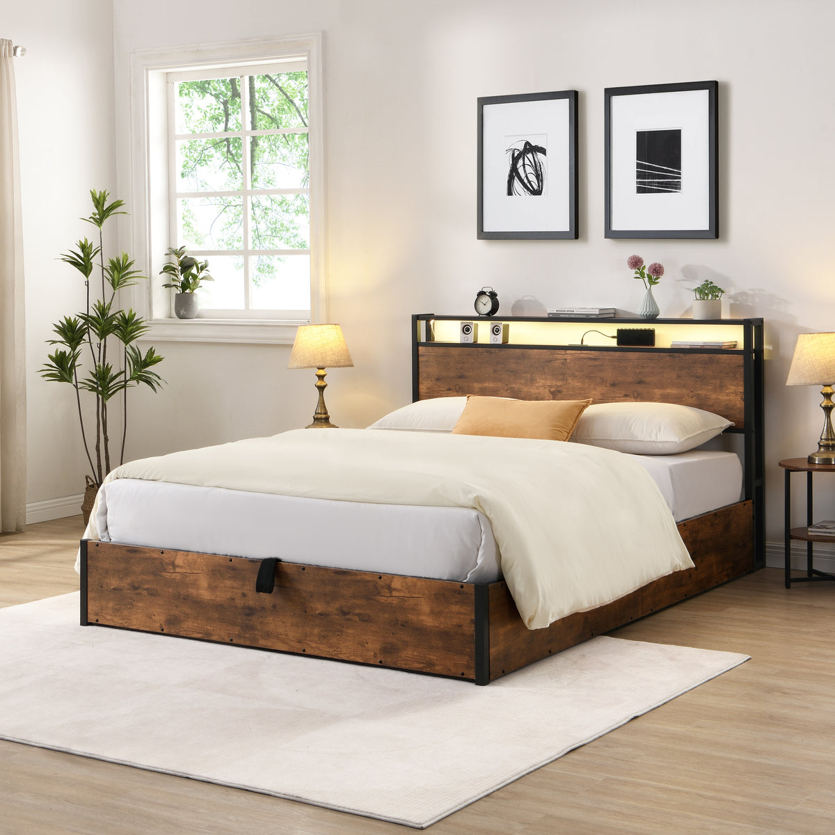 Full-Size Lift-Up Storage Bed Frame