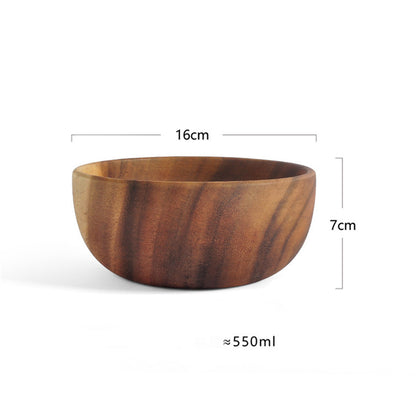 Shallow Solid Wood Serving Bowl