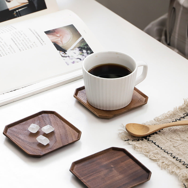 Black Walnut Coaster Solid Wood Anti-Scalding Tea Cup Cushion Octagonal Creative Coffee Cup Cup Holder Small Plate