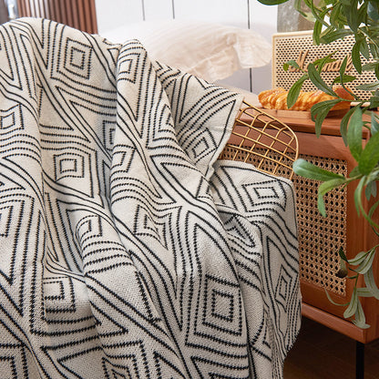 Ins Style Gray Knitted Casual Small Wool Blanket Quilt Summer Thin Nap Sofa Blanket Single Blanket
