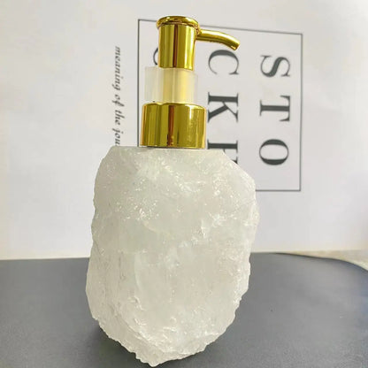 1 PCS Natural Pink Crystal Stone Press Bottle Dispenser 30ml Liquid Dispenser Shower Gel  Wash Light Luxury Bathroom Accessory